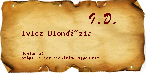 Ivicz Dionízia névjegykártya